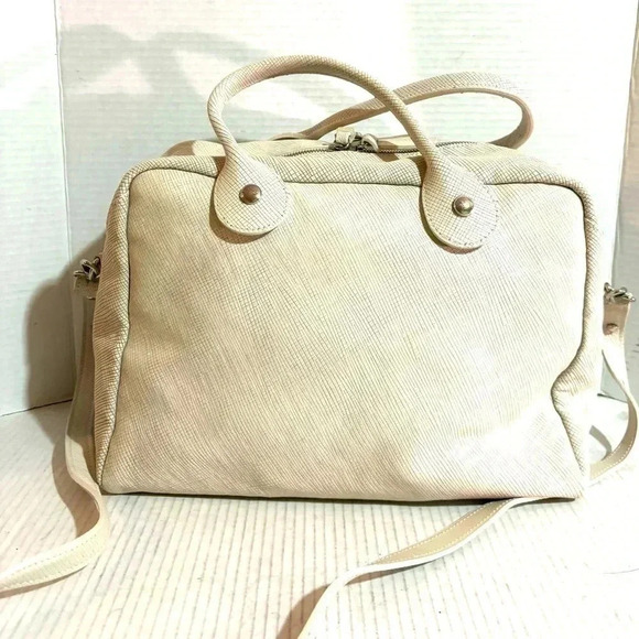 Longchamp cream leather quadri 2 way satchel handbag - Picture 2 of 14